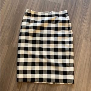 Ann Taylor White Black Buffalo Plaid Check Skirt